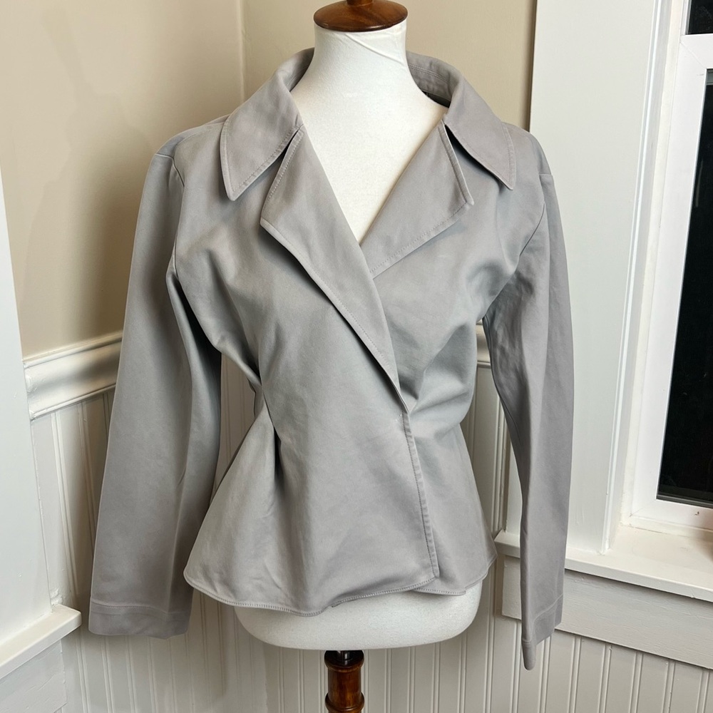 Jil Sander Navy Women’s Gray Structured Peplum Jacket, Italian Made, Size 36